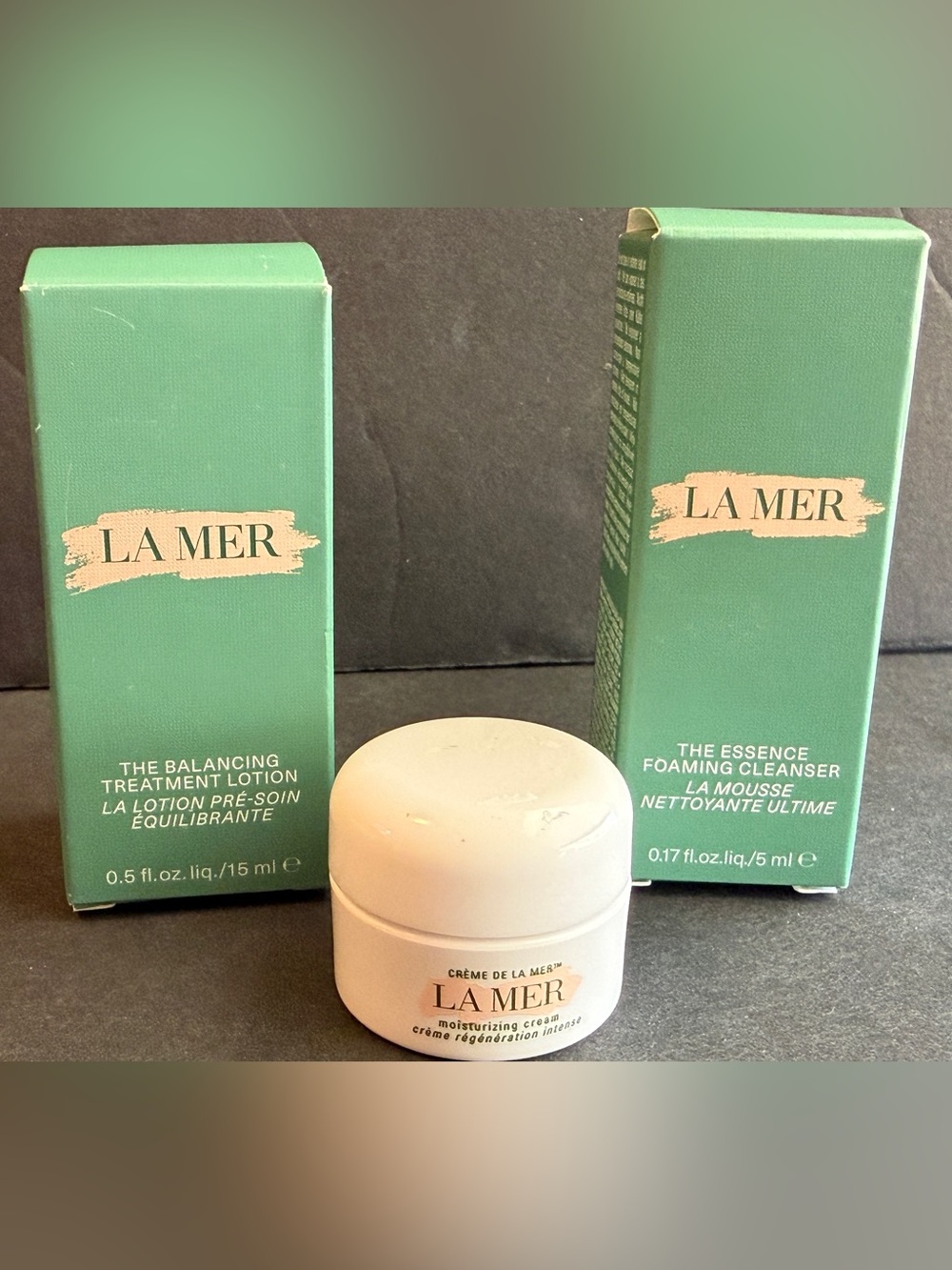 La Mer 3pc Travel Set Balancing Lotion 15ml Foaming Cleanser 5ml Creme Cream